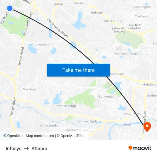 Infosys to Attapur map