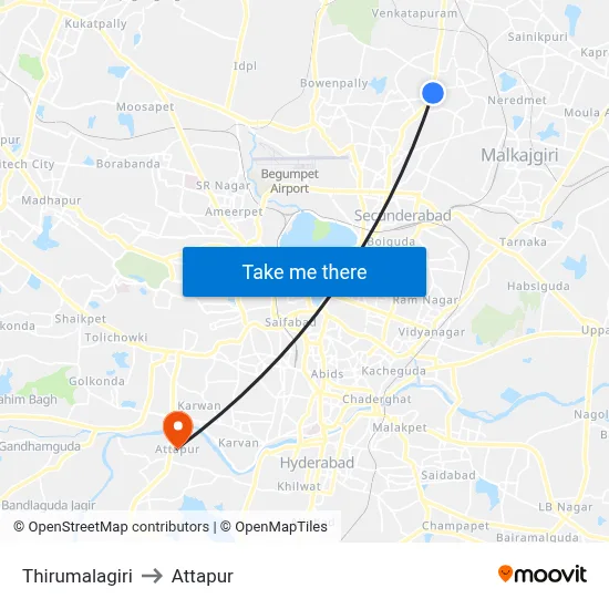 Thirumalagiri to Attapur map