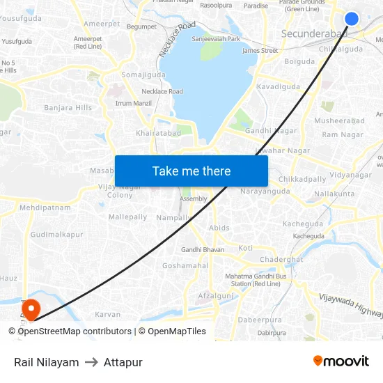 Rail Nilayam to Attapur map