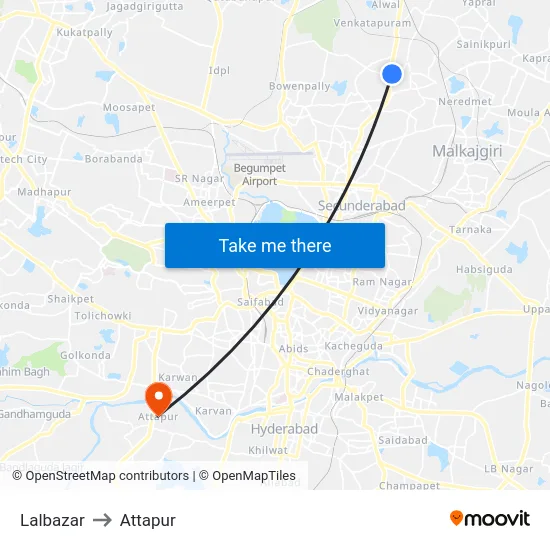 Lalbazar to Attapur map