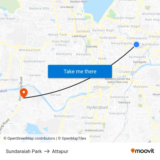 Sundaraiah Park to Attapur map