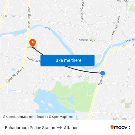 Bahadurpura Police Station to Attapur map