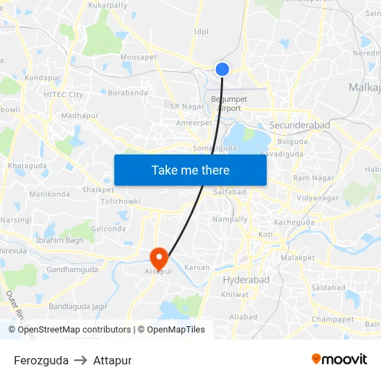 Ferozguda to Attapur map