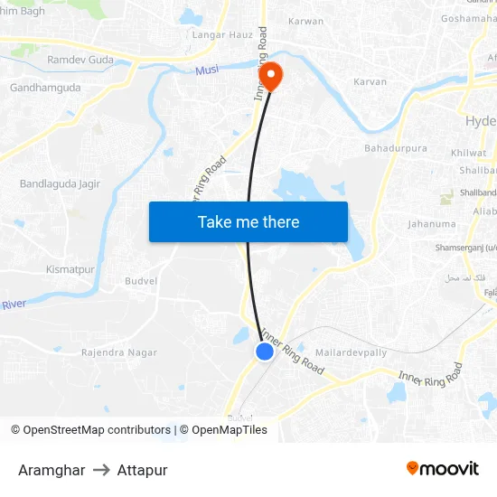 Aramghar to Attapur map