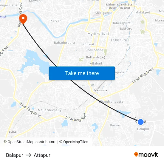 Balapur to Attapur map