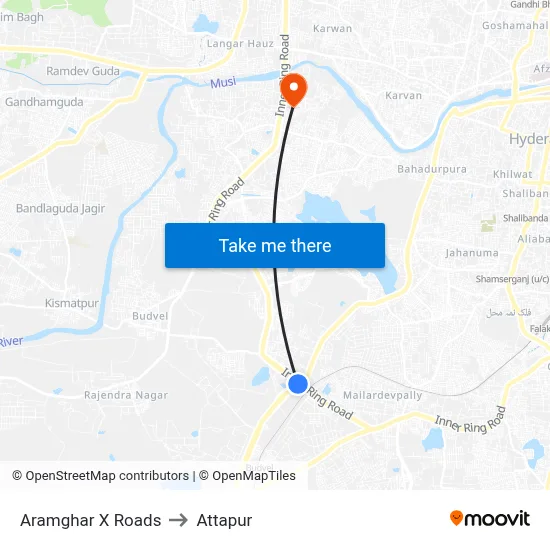Aramghar X Roads to Attapur map
