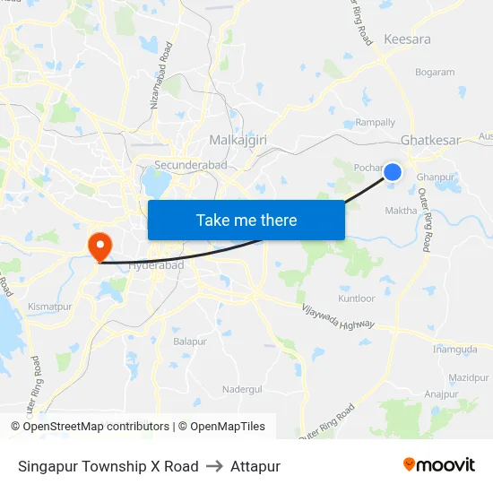 Singapur Township X Road to Attapur map