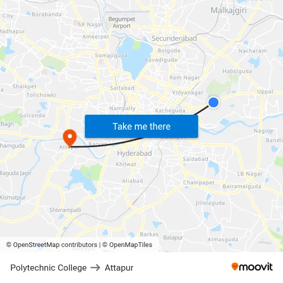 Polytechnic College to Attapur map