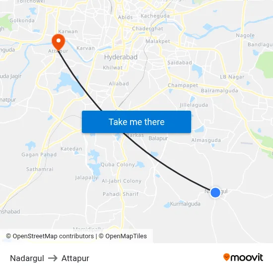 Nadargul to Attapur map