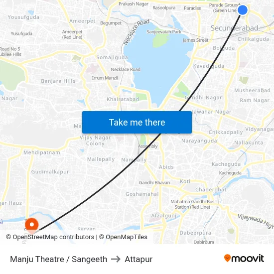 Manju Theatre / Sangeeth to Attapur map