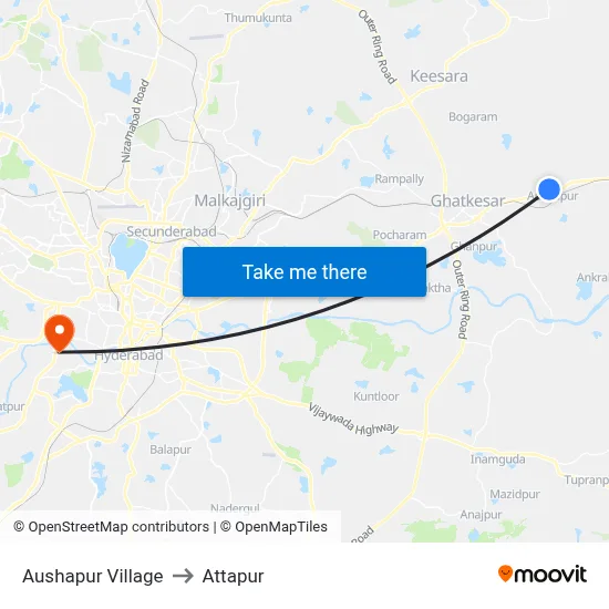 Aushapur Village to Attapur map