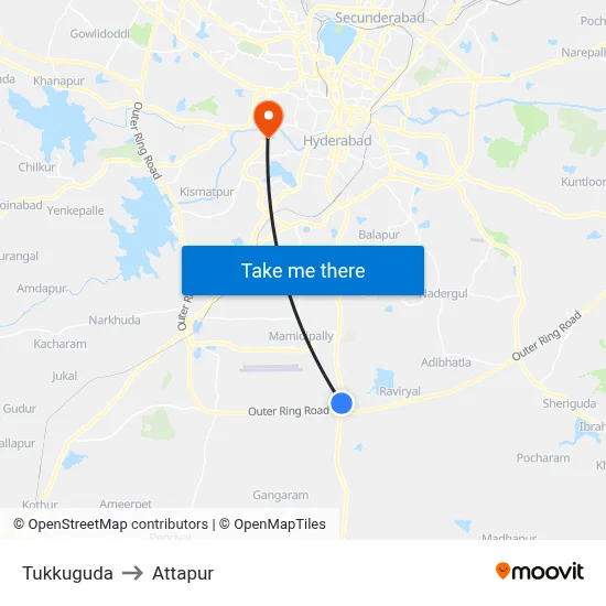 Tukkuguda to Attapur map