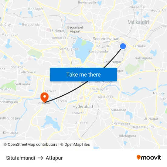 Sitafalmandi to Attapur map