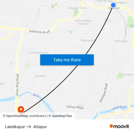 Lakdikapul to Attapur map