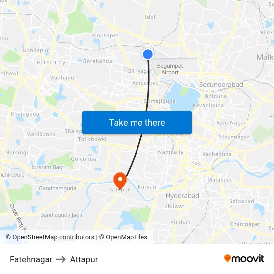 Fatehnagar to Attapur map