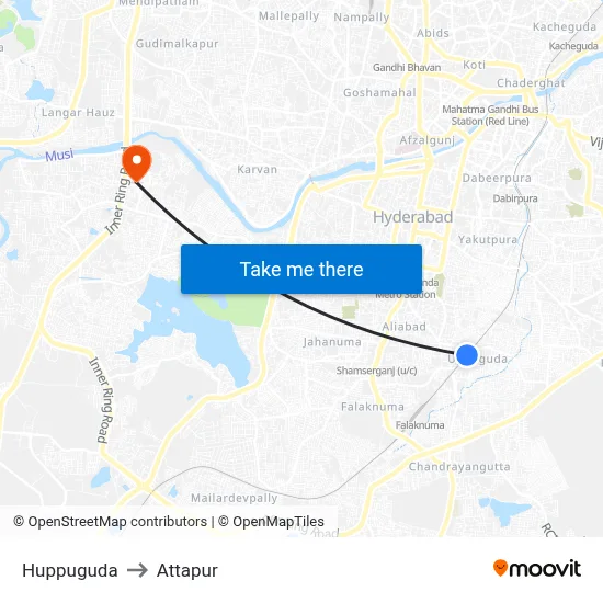 Huppuguda to Attapur map