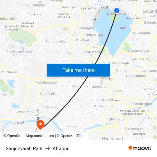 Sanjeevaiah Park to Attapur map