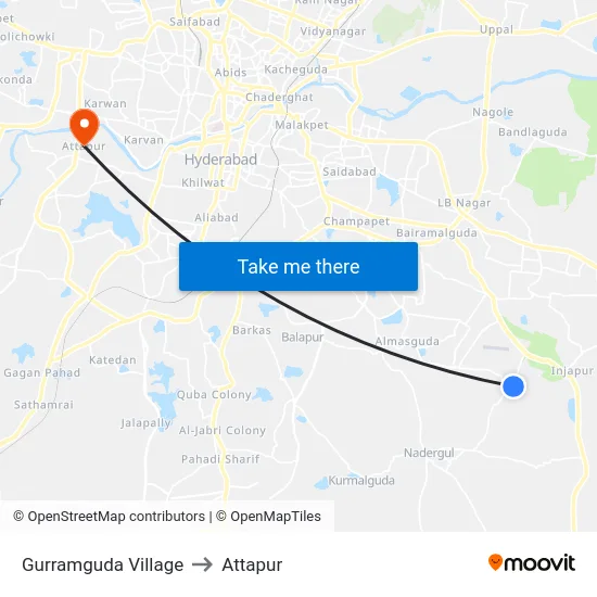 Gurramguda Village to Attapur map