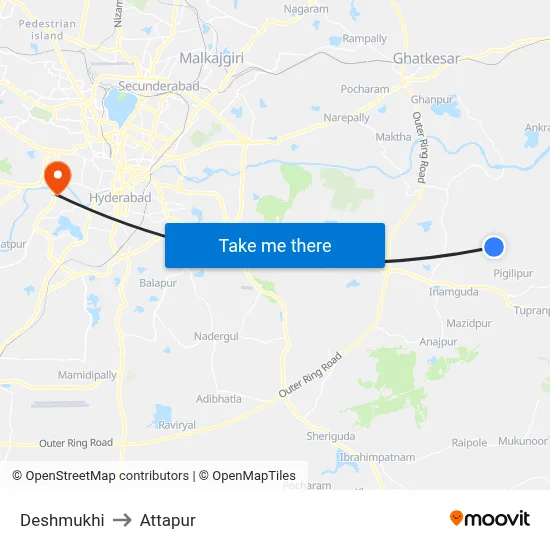 Deshmukhi to Attapur map