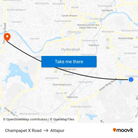 Champapet X Road to Attapur map
