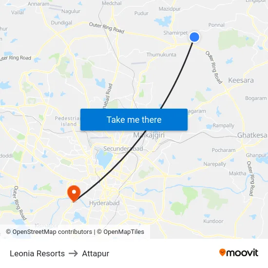 Leonia Resorts to Attapur map