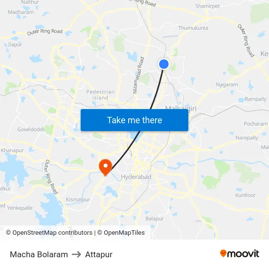 Macha Bolaram to Attapur map