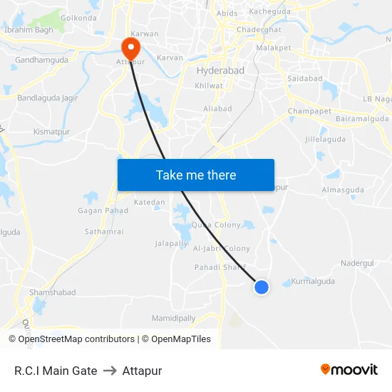 R.C.I Main Gate to Attapur map