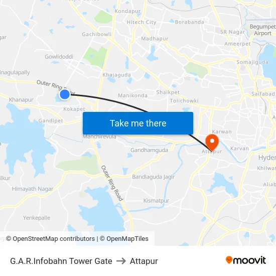 G.A.R.Infobahn Tower Gate to Attapur map