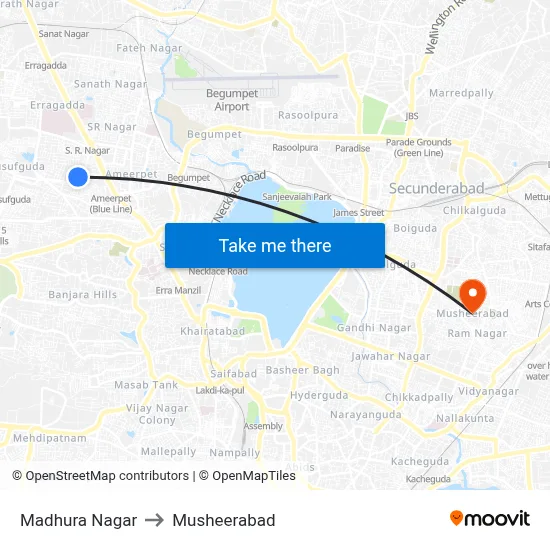 Madhura Nagar to Musheerabad map