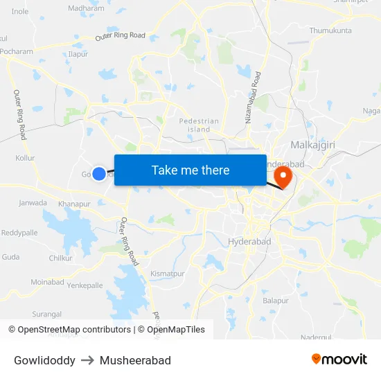 Gowlidoddy to Musheerabad map