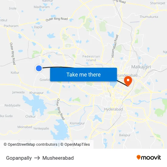 Gopanpally to Musheerabad map