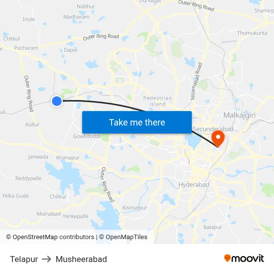 Telapur to Musheerabad map
