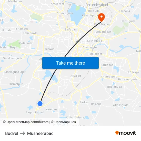 Budvel to Musheerabad map