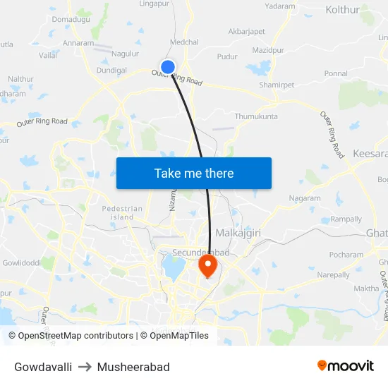 Gowdavalli to Musheerabad map