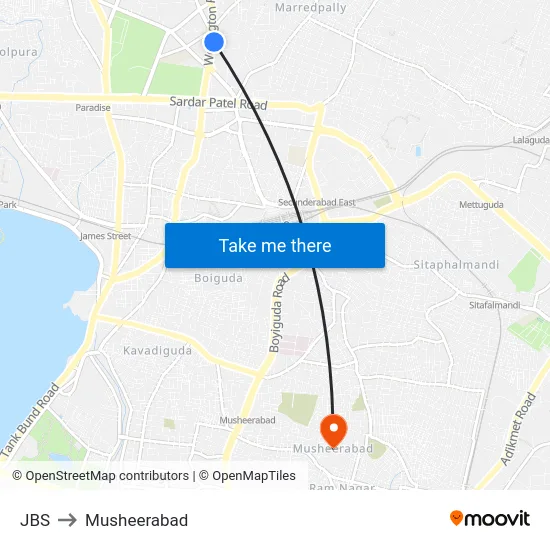 JBS to Musheerabad map