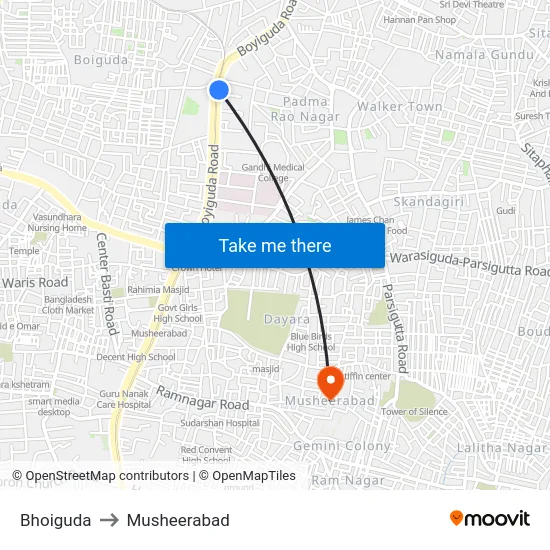 Bhoiguda to Musheerabad map