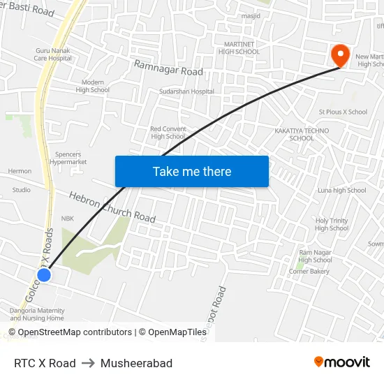 RTC X Road to Musheerabad map