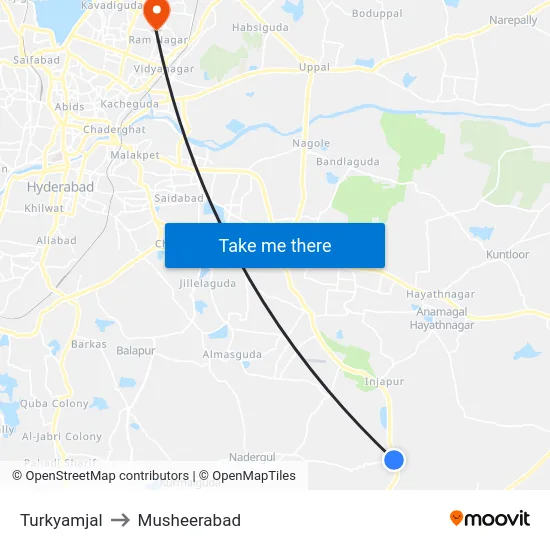 Turkyamjal to Musheerabad map