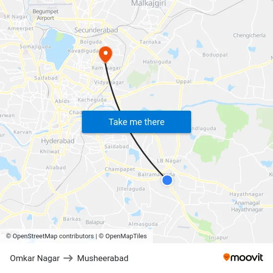 Omkar Nagar to Musheerabad map
