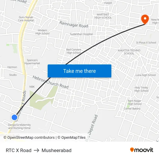 RTC X Road to Musheerabad map