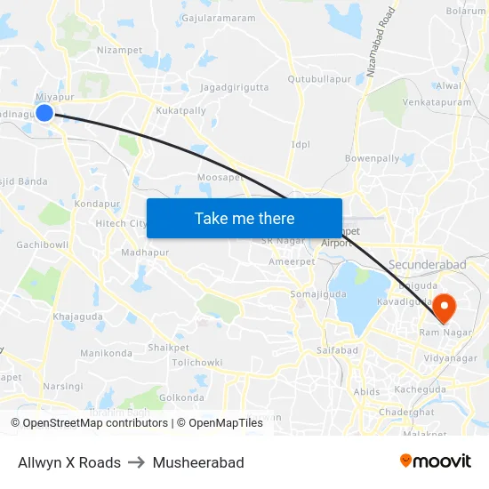 Allwyn X Roads to Musheerabad map