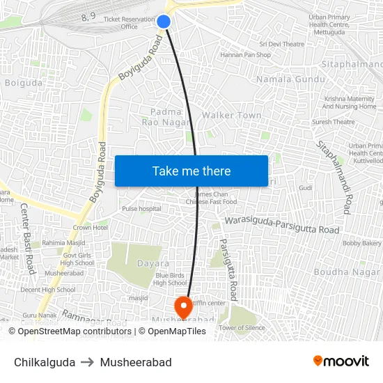 Chilkalguda to Musheerabad map