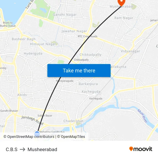C.B.S to Musheerabad map