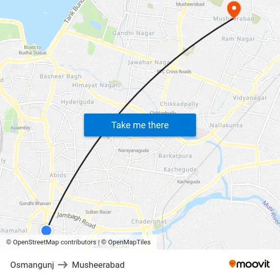 Osmangunj to Musheerabad map