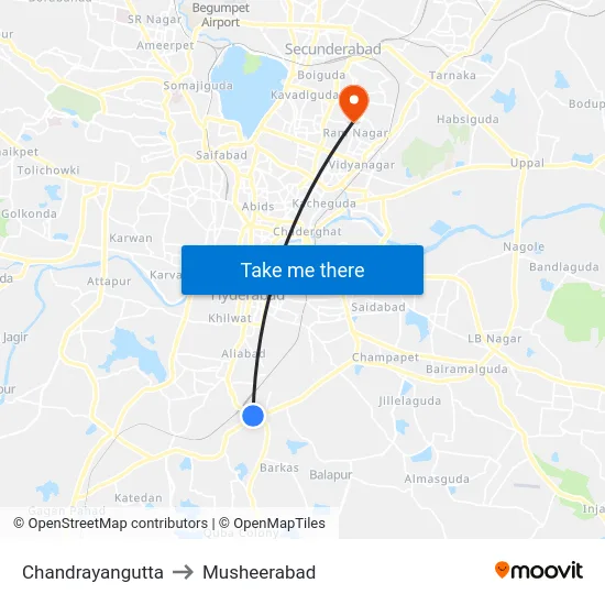 Chandrayangutta to Musheerabad map