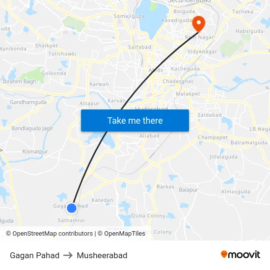 Gagan Pahad to Musheerabad map