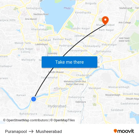 Puranapool to Musheerabad map