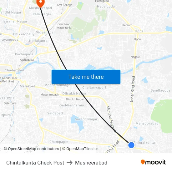 Chintalkunta Check Post to Musheerabad map