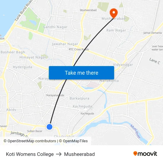 Koti Womens College to Musheerabad map