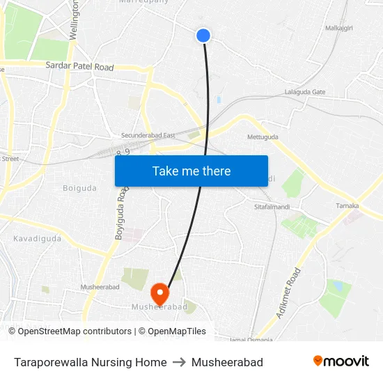Taraporewalla Nursing Home to Musheerabad map
